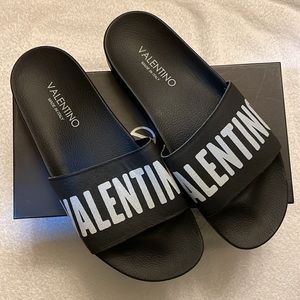 Valentino EOS Black Slides, Size 12 - (Authentic)